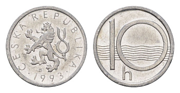 Чехия 10 геллеров 1993 KM 6 алюминий 4623-752