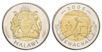 Малави 5 квач 2006 год-тип KM 57 биметалл UNC 25-1731