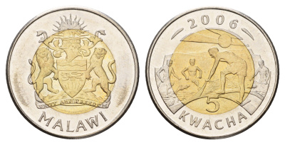Малави 5 квач 2006 год-тип KM 57 биметалл UNC 25-1731
