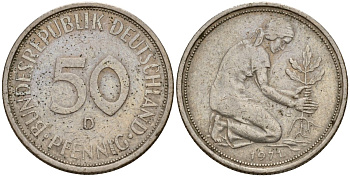ФРГ 50 пфеннигов 1971 D KM 109, J. 384 медно-никель 4189-853