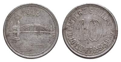 Бонн 10 пфеннигов 1918 Funck 52.4, Men05 3224.2, Men18 4139.2 железо 4659-328