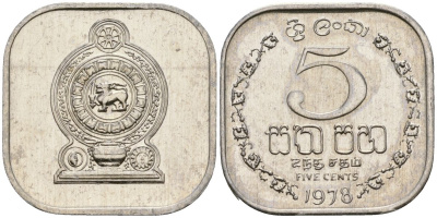 Шри-Ланка 5 центов 1978 KM 139a алюминий 4136-722