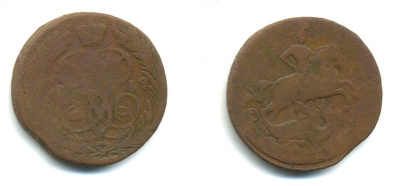 РОССИЯ 1 КОПЕЙКА 1758 медь 61-227