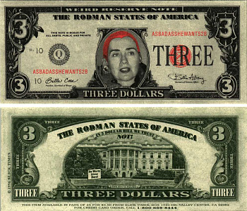 США 3 ДОЛЛАРА 1996 СУВЕНИРНАЯ БАНКНОТА, ХИЛЛАРИ КЛИНТОН , НАДПИСЬ THE RODMAM STATES OF AMERICA бумага UNC (ПРЕСС) 7198-34-1-2