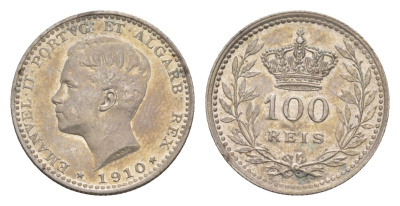 Португалия 100 реалов (рейсов) 1910 Мануэл II (1908-1910) KM 548 серебро aUNC 4658-1264