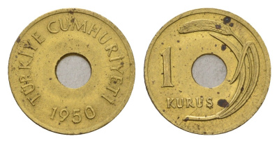 Турция 1 куруш 1950 KM 881 латунь 4676-1124