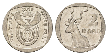 ЮАР 2 ранда 2010 KM 498 медь плакированная никелем 4628-252