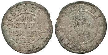 Передняя Померания, Штральзунд, Шведское правление (Шведская Померания) 1/48 рейхсталера 1684 HIH, Карл XI KM 46 серебро 413-131