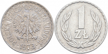 ПОЛЬША 1 ЗЛОТЫЙ 1973 MW KM 49.1 алюминий 68-421