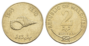 Мальдивские острова (Мальдивы) 2 руфии 1995 KM 88 никель латунь aUNC 4650-835