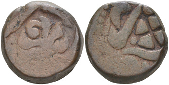 Индия, Кишангарх (Kishangarh) 1 такка ND Muhammad Akbar II (AH1221-1253) (1806-1837), Mughal Issae, вес 16,25 гр. KM 5 медь 4112-811