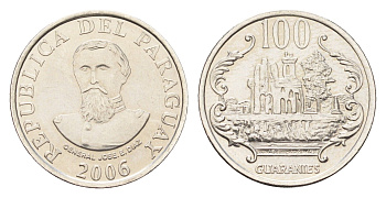 Парагвай 100 гуарани 2006 KM 177b никель сталь UNC 4668-1015