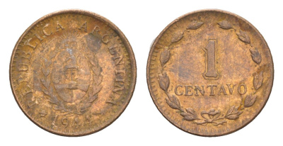 Аргентина 1 сентаво 1944 KM 37 бронза 4651-962