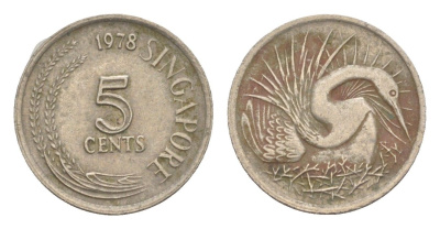 Сингапур 5 центов 1978 KM 2 медно-никель 4640-537