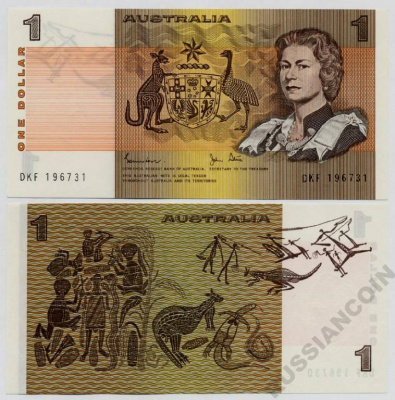 Австралия 1 доллар 1983 signatures: Johnston & Stone Pick 42d бумага UNC (пресс) 449-1-1