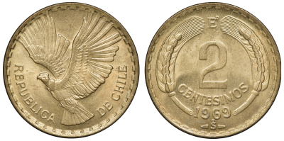 Чили 2 сентесимо 1969 KM 193 алюминиевая бронза aUNC 4118-226