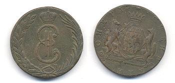 РОССИЯ 10 КОПЕЕК 1767 КМ СИБИРСКАЯ Биткин 1016 00-010-35