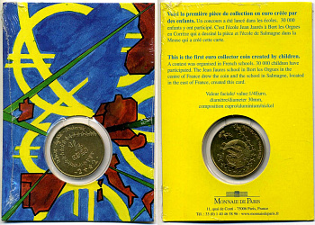 Франция 1/4 евро 2002 детский дизайн, в картонном буклете, сертификат KM 1293 алюминиевая бронза BUNC 5-4-4-19
