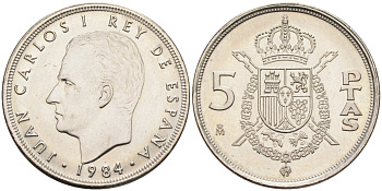 Испания 5 песет 1984 Хуан Карлос I (1975-2001) KM 823 медно-никель UNC 4583-1233