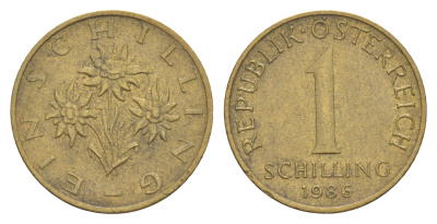 Австрия 1 шиллинг 1986 KM 2886 алюминиевая бронза 4551-321