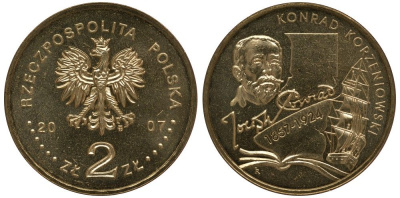 Польша 2 злотых 2007 150 лет со дня рождения Конрада Коженёвского (1857-1924) KM 591 нордик UNC 4676-447