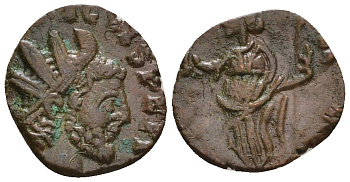 Римская Империя, императоры в Галлии антониниан 272 Тетрик, IMP C TETRICVS P F AVG, бюст императора / PAX AVG, Пация, персонификация Мира, локальная чеканка в Галлии RIC 100 биллон 1073-25-71