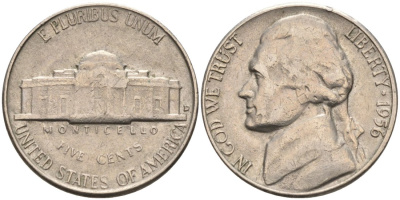 США 5 центов 1956 D, Джефферсон KM А192 медно-никель 92-1027