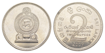 Шри-Ланка 2 рупии 2009 KM 147a сталь плакированная никелем UNC 4638-351