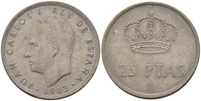 Испания 25 песет 1983 Хуан Карлос I (1975-2014) KM 824 медно-никель 181-1117