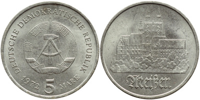 ГДР 5 марок 1972 А, Мейсенский собор KM 37, J. 1543 медно-никель aUNC 3999-424