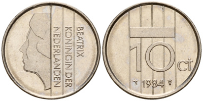 Нидерланды 10 центов 1984 Беатрикс (1980-2013) KM 203 никель    4598-358