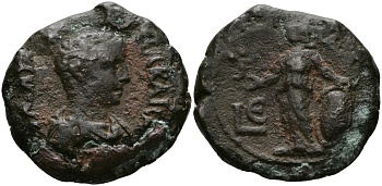 Римская Империя, Провинция Египет тетрадрахма 221 - 222 Александр Север в ранге цезаря / богиня Афина, Александрия Very fine Kamp/Gansch 62.5 биллон 1073-9-91