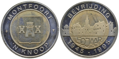 Нидерланды жетон 1995 50 лет освобождения (1945-1995)  биметалл  UNC  4557-743