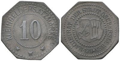 Ошерслебен (Пруссия, Саксония) 10 пфеннингов 1917 Funck 412.2, Men05 19985.2, Men18 25071.2 цинк 4169-1255