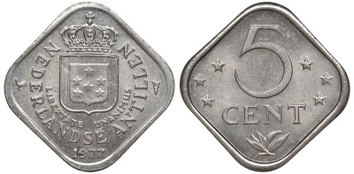 Нидерландские Антилы 5 центов 1977 Юлиана (1948-1980) KM 13 медно-никель 4610-834