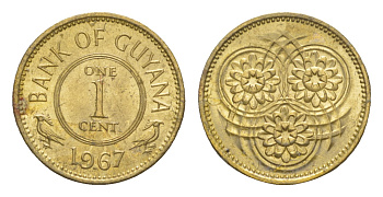 Гайана 1 цент 1967 Республика KM 31 никель латунь UNC 4659-468