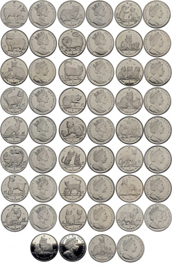 Остров Мэн коллекция из 26 монет по 1 кроне 1988-2014 кошки Мэна (нет 1990) медно-никель UNC 00-00