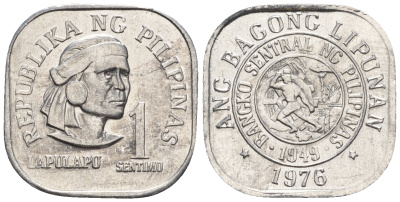 Филиппины 1 сентимо 1976 вождь острова Мактан Лапу-Лапу KM 205 алюминий  UNC  220-1145