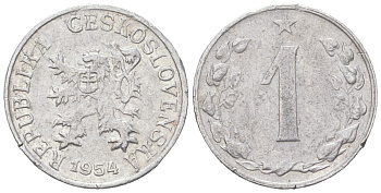 Чехословакия 1 геллер 1954 KM 35 алюминий 192-541