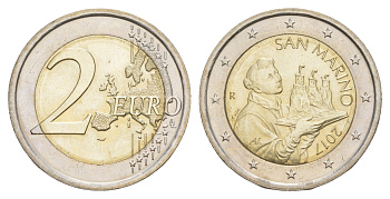 Сан-Марино 2 евро 2017 KM 562 биметалл UNC 4652-517