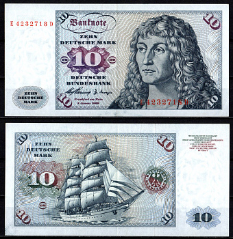 ФРГ 10 марок 1960 Альбрехт Дюрер. Kорабль "Горх Фок" Pick 19 бумага 7204-6-1-2