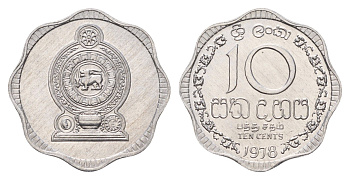 Шри-Ланка 10 центов 1978 KM 140a алюминий UNC 4670-1153