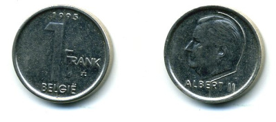 БЕЛЬГИЯ 1 ФРАНК 1995 BELGIE KM 171 сталь плакированная никелем 25-1442