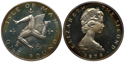 Остров Мэн 1 фунт 1979 Елизавета II (1952-2022), герб КМ 44a серебро PROOF 272-334