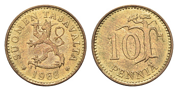 Финляндия 10 пенни 1968 KM 46 алюминиевая бронза UNC 4669-367