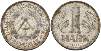 ГДР 1 марка 1977 A KM 35.2 алюминий 181-836