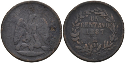 Мексика 1 сентаво 1887 Мо KM 391.6 медь 4586-436