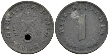 Германия 1 рейхспфенниг 1941 Е KM 97, J. 369 цинк 4567-1047