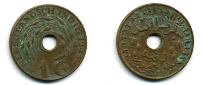 Нидерландская Восточная Индия 1 цент 1945 D KM 317 бронза 56-1142