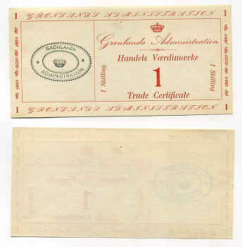 Гренландия 1 скиллинг 1942 торговый сертификат Pick M8 бумага UNC (пресс) 451-263-1